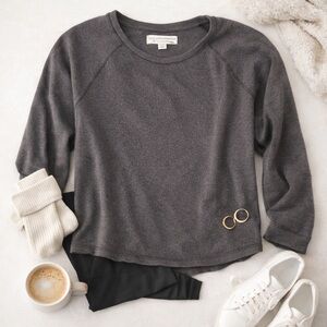 Live Love Lounge by Karen Neuburger Gray Raglan Pullover Sweatshirt XXL Cozy